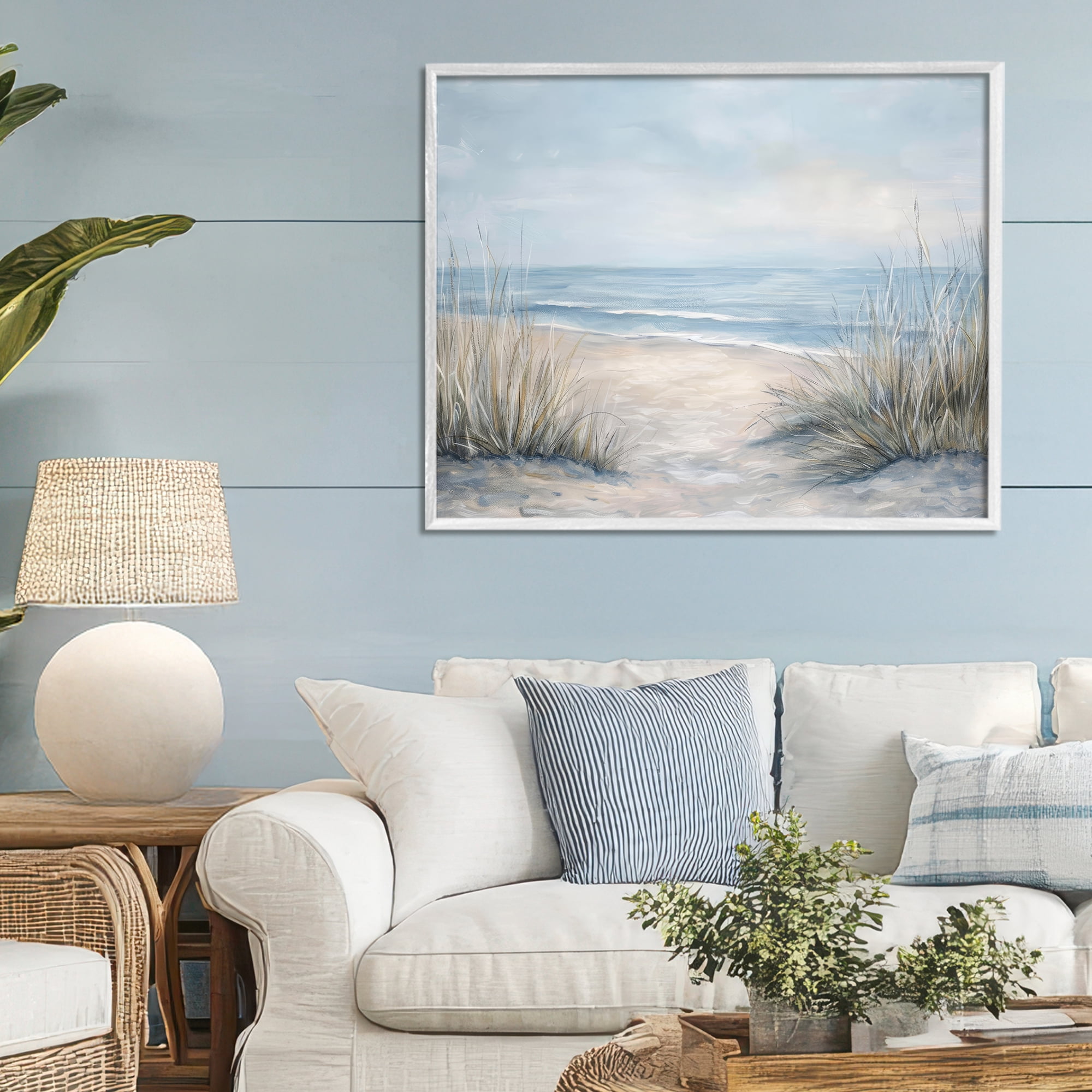 Stupell Industries To The Beach Tranquil Landscape White Framed Giclee Art, design by Petal Prints Design