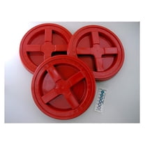 Seal Lid, Red, 3 Pack - New! - Boxed! - 5 Gallon Bucket Lids (Fits 3.5, 5, 6, & 7 Gal.) Storage Container Lid