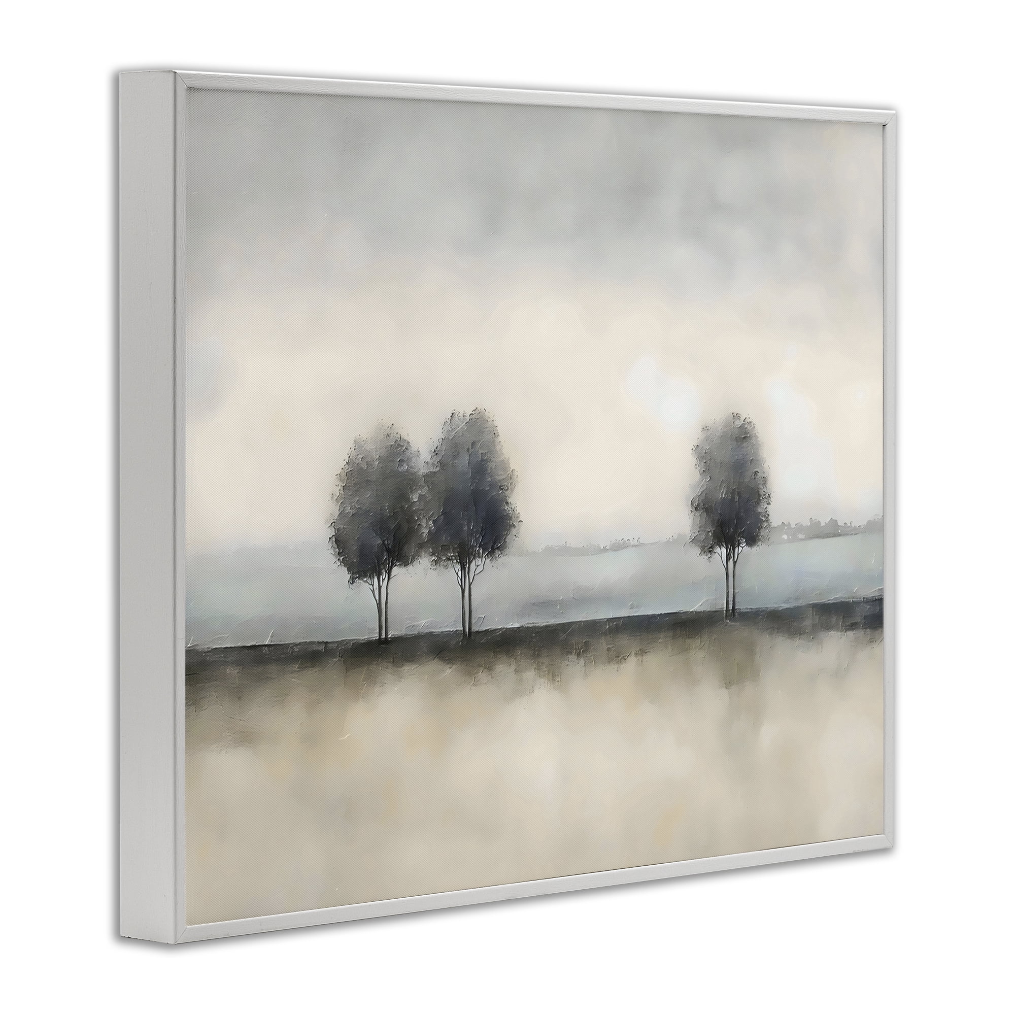 Stupell Industries Muted Trees Horizon White Framed Giclee Art, design by Riley B