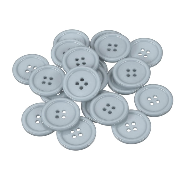 Uxcell 22 Pcs Gray Resin Button, 6/5 Inch(30mm) Round 4 Holes Sewing Buttons, Small Size Flatback Button for DIY Craft Making Clothes Sewing Handmade Ornament