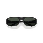Ray-Ban Daddy-O Sunglasses, Retro Rectangle Eyeglasses with Case, Rubber Black/Dark Green, Size 59