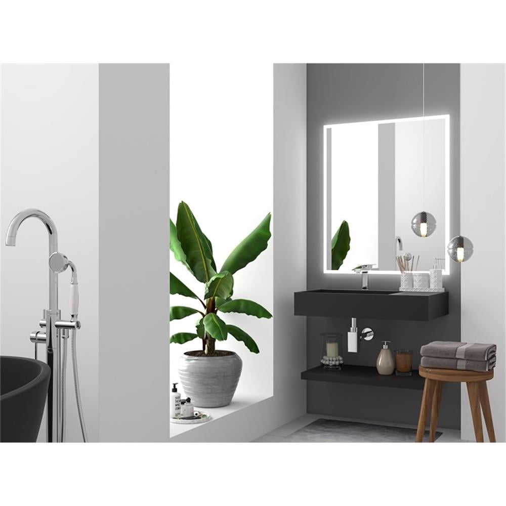 Pemberly Row Modern 30" Stone Left Basin Bathroom Sink in Black