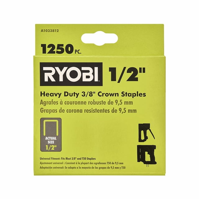 Corona Staples RYOBI A1033812 de 3/8 x 1/2 31,75 mm, 1250 unidades