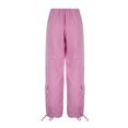 thumbnail image 4 of hirigin  Goth Pink Cargo Pants Women Lace up Low Waisted Sweatpants Sporty Baggy Casual Summer Streetwear Joggers With Pockets, 4 of 8