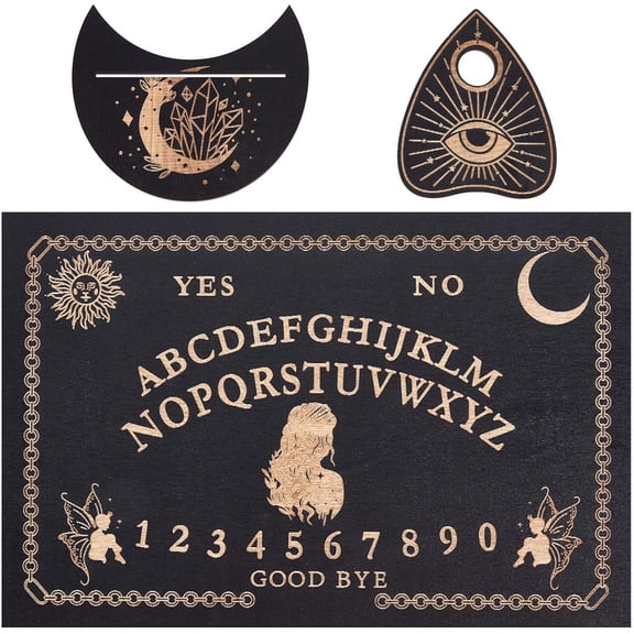 DIY 3Pcs Wooden Spirit Board Kit Tarot Card Stand Holder Women Tarot Card Altar Stand Display Rack Talking Boards with Planchette Black Rectangle Pendulum Board for Divination Tools Spirit DIY