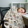 thumbnail image 3 of Cartoon Coffee Throw Blankets, Gift for Coffee Lover Soft Fleece Blanket Decorative for Home Sofa Couch Chair Living Bedroom, 40x50 inches,, 3 of 9