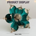 thumbnail image 6 of 7.5" Large Christmas Magnolia Flowers, Glitter Artificial Poinsettia Stems, Velvet Texture Christmas Tree Ornaments, Home Table Decorations for Holiday Party Decor, 1 Pack,Green, 6 of 6