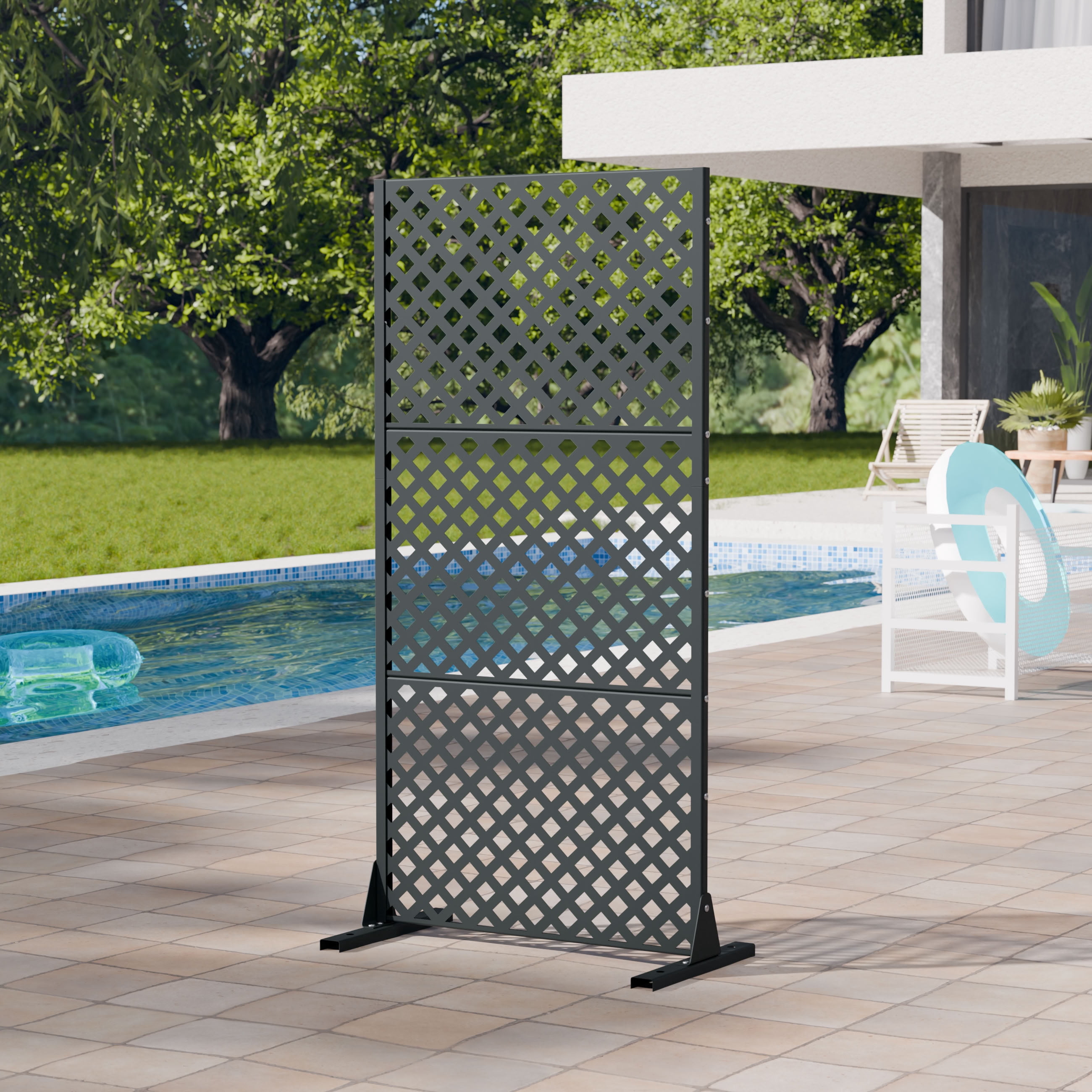 MAYEERTY 59*30in Outdoor Privacy Screen, Powder Coated Metal Privacy Fence, Small Space Privacy Panel for Patio, Garden