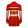 thumbnail image 2 of Aislor Girls Cheerleading Uniform Long Sleeve Dance Leotards Dress Cheer Leader Performance Costume Red 14, 2 of 7