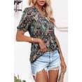 thumbnail image 3 of ONLYSHE Womens Summer Tops Trendy Short Sleeve Buttons Henley V-NeckLine Loose Fit Tunic Blouse Shirts, 3 of 5