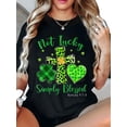 thumbnail image 1 of Camiseta para mujer, estampado geométrico del Día de San Patricio, cuello redondo informal, manga corta, elástica, estilo jersey, camisetas informales, 1 of 5