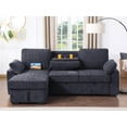 thumbnail image 5 of Miekor Furniture Mackenzie 91"W Dark Gray Chenille Fabric Reversible Sleeper Sectional with Storage Chaise, Drop-Down Table, Cup Holders and Charging Ports 0870, 5 of 13