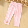 thumbnail image 2 of Afuyipoi Little Girls Cotton Cute Embroidery Leggings Size 9M-3T Breathable Elastic Waist Cropped Capri Pants for Kids Everyday Play Home Outdoor Activities Pink Size 12M, 2 of 10