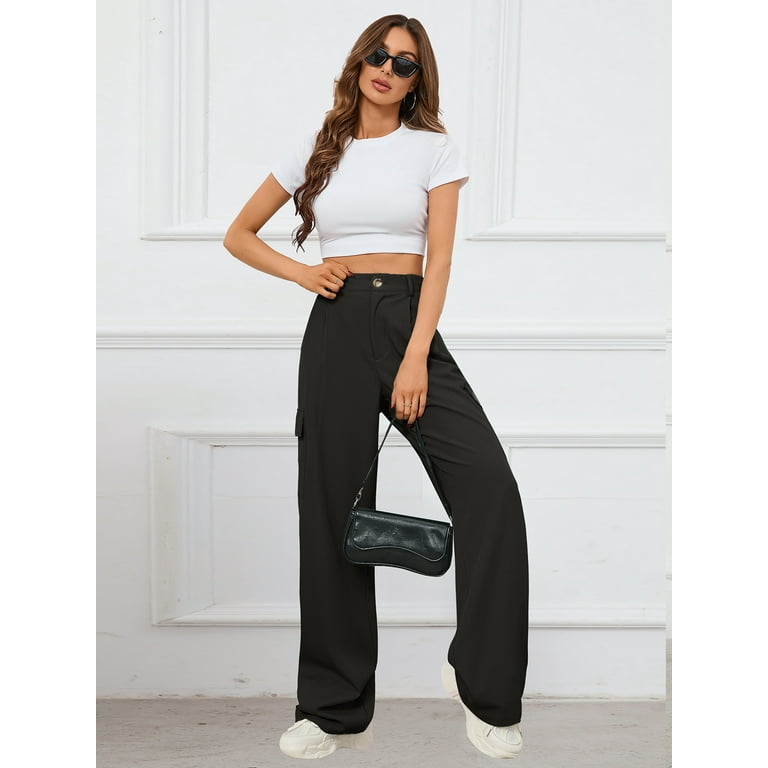 Chiclily Women Wide Leg Pants Loose High Waist Trousers Chiclily Women Wide Leg Pants Loose High Waist Trousers