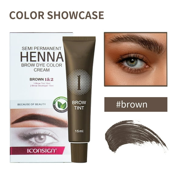 Erna Henna Eyelash Brow Dye Tint Professional Lash Eyebrow Dye 15-Minute Fast Drying Cream Brow Semi Permanent Eyebrows Makeup Brown