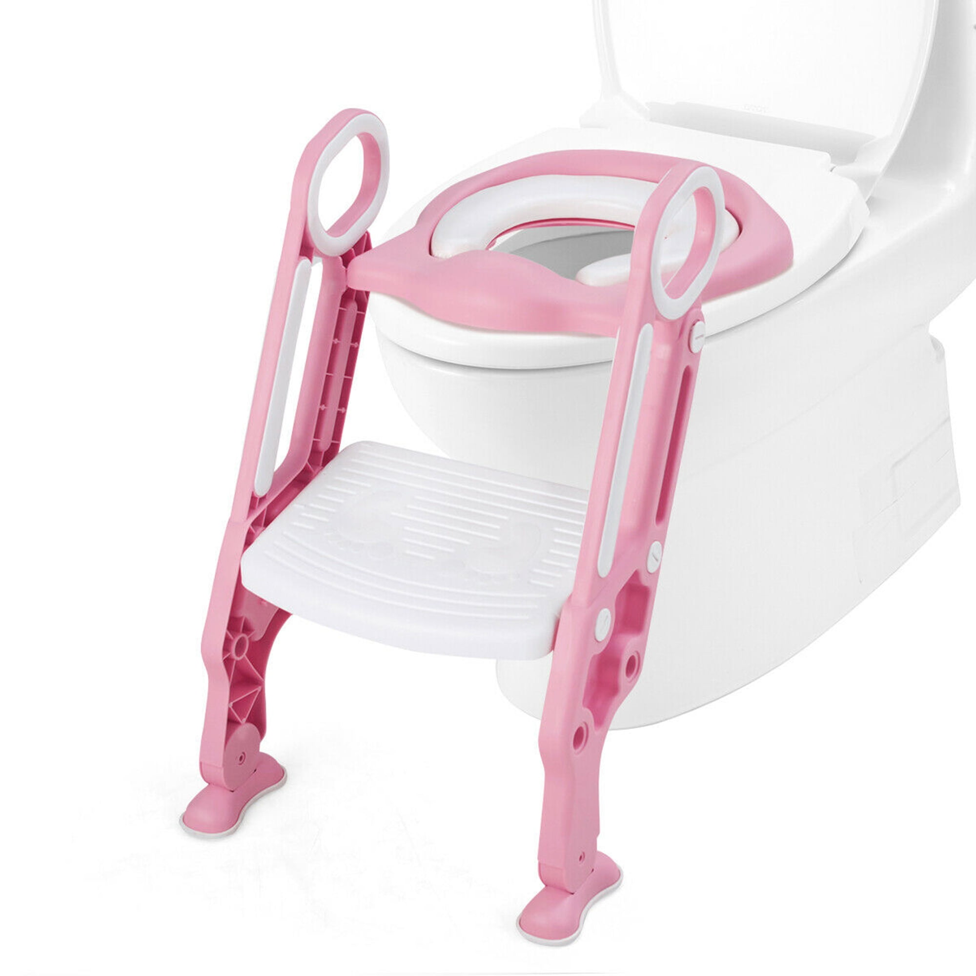 Gymax Foldable Potty Training Toilet Seat w/ Step Ladder Adjustable