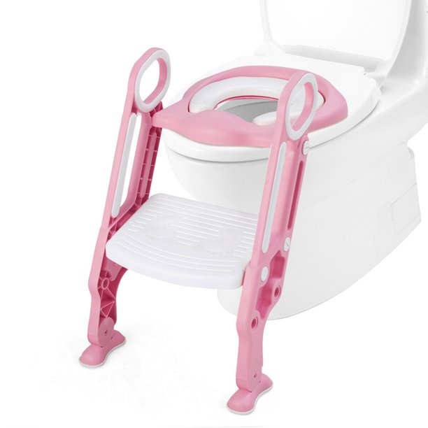 Gymax Foldable Potty Training Toilet Seat w/ Step Ladder Adjustable