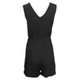 thumbnail image 5 of Fangasis Women Romper V Neck Jumpsuits Solid Color Short Jumpsuit Ladies Casual Shorts Plain Holiday Mini Pants Black XXL, 5 of 6