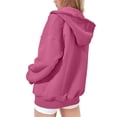thumbnail image 3 of NIEWTR Toddler Kids Fall Jackets Sweatshirt Color Solid Zip Long Hoodie Top Girls Sleeve Up Little Girls Coat Outwear Snowsuit (5-6 Years,Z01-Hot Pink), 3 of 5