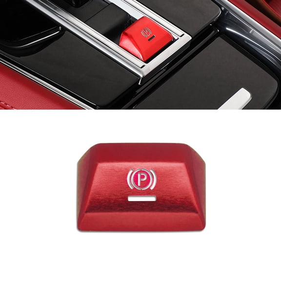 Xotic Tech Car Interior Parking Brake P Button Switch Knob,Handbrake Button Frame Decoration Cover Sticker Compatible with Porsche Cayenne Panamera 2018-2021 (Red)
