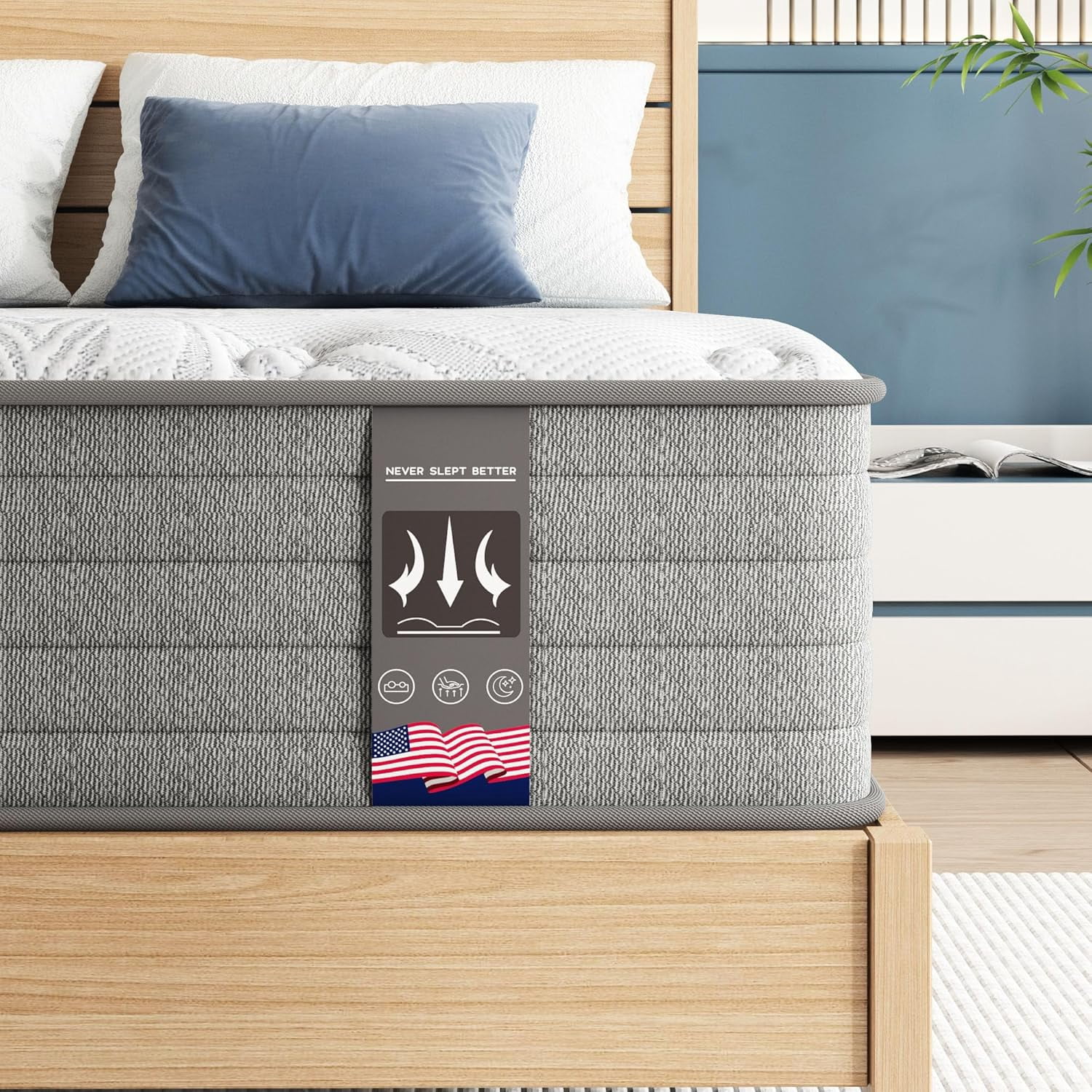 Queen Size Mattresses ,6V-Sermmoo 12 inch Gel Memory Foam Hybrid Pocket Spring Mattress in a Box,Adult