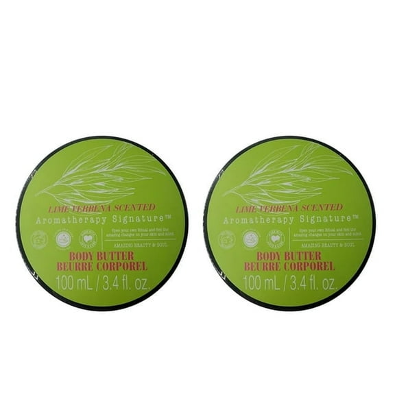 Aromatherapy Body Butter - Lime Verbena Scented - Luxury Skin Care 3.4fl Each, Pack of 2