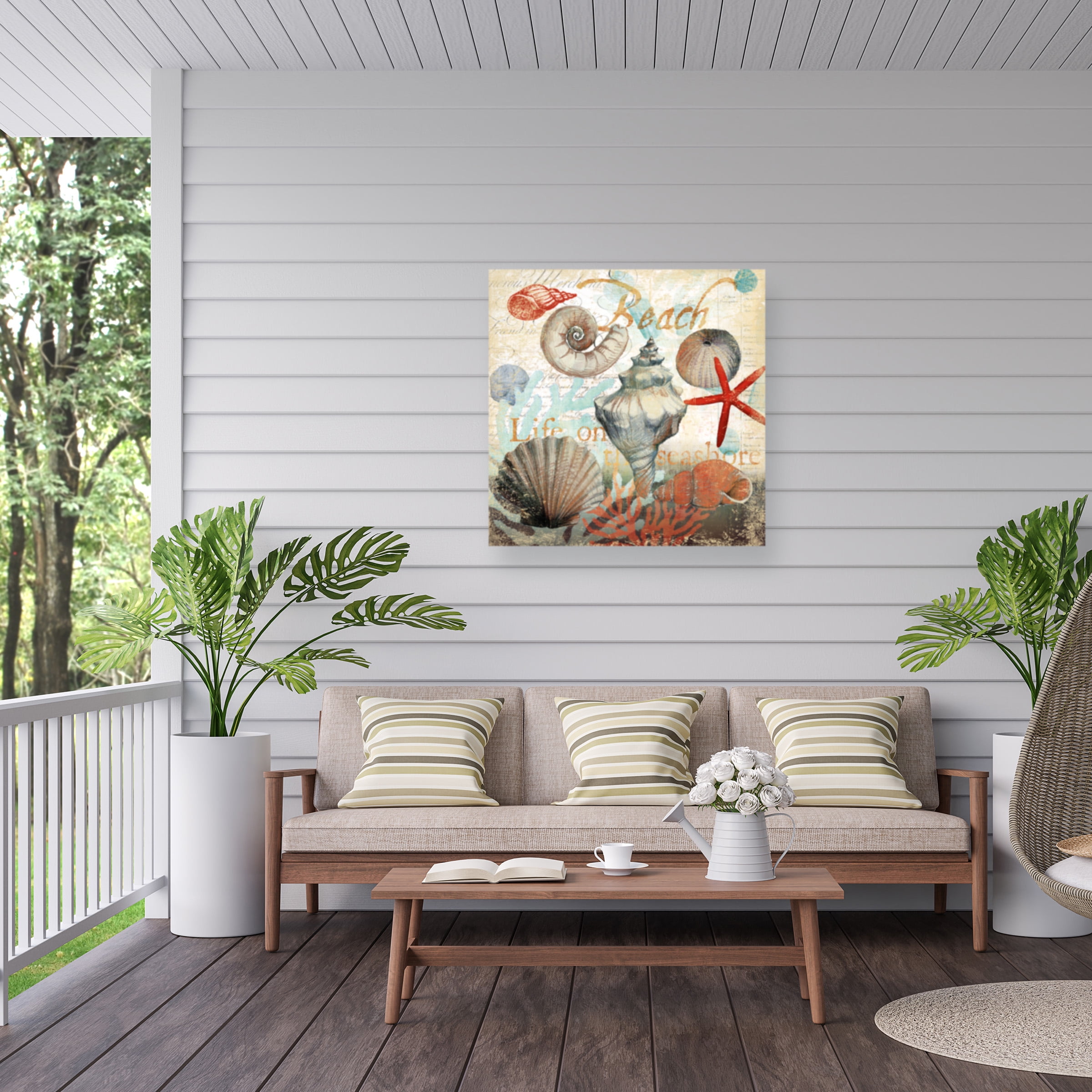 Art Licensing Studio 'Shell Collector Beach' Outdoor Canvas 18x18