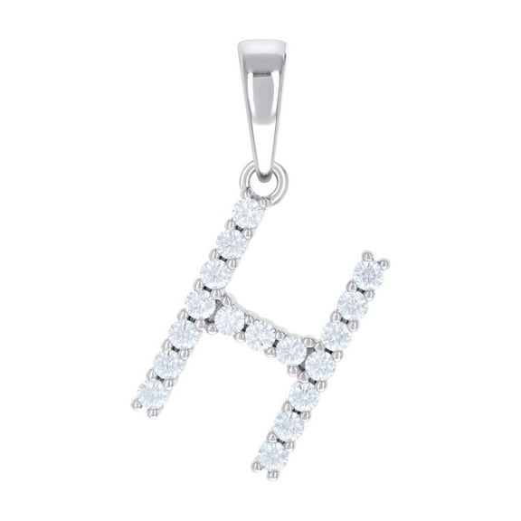 925 Sterling Silver Unisex Cubic Zirconia Letter Name Personalized Monogram Initial H Alphabet Charm Pendant Necklace 25