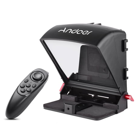 Andoer A1 Universal Portable Teleprompter Prompter for Smartphone/Tablet/DSLR Camera Video Recording Live Streaming Interview Presentation Stage Speech with Remote Control