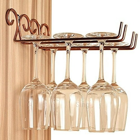 Dbyan Vintage Style Bronze Wine Glass Rack 2 Rows Stainless Steel Wall Mounted Stemware Hanging Hanger Holder For Bar Home Cafe Com - Wall Mounted Wine Glass Rack Plans