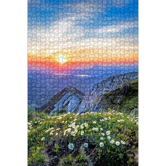 Cuadros Decorativos 1 juego de rompecabezas de papel Top Mountain Sunrise Jigsaw Stress Relief Kids Likrtyny embutido en tela