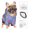 thumbnail image 3 of Goofa Butterflies And Flowers Pattern Small Dog Sweater Hoodies Pet Grey Hooded Soft Fleece Sweatshirts with Pocket Fall Winter Puppy Cat Sweaters Warm Clothes-Large, 3 of 8