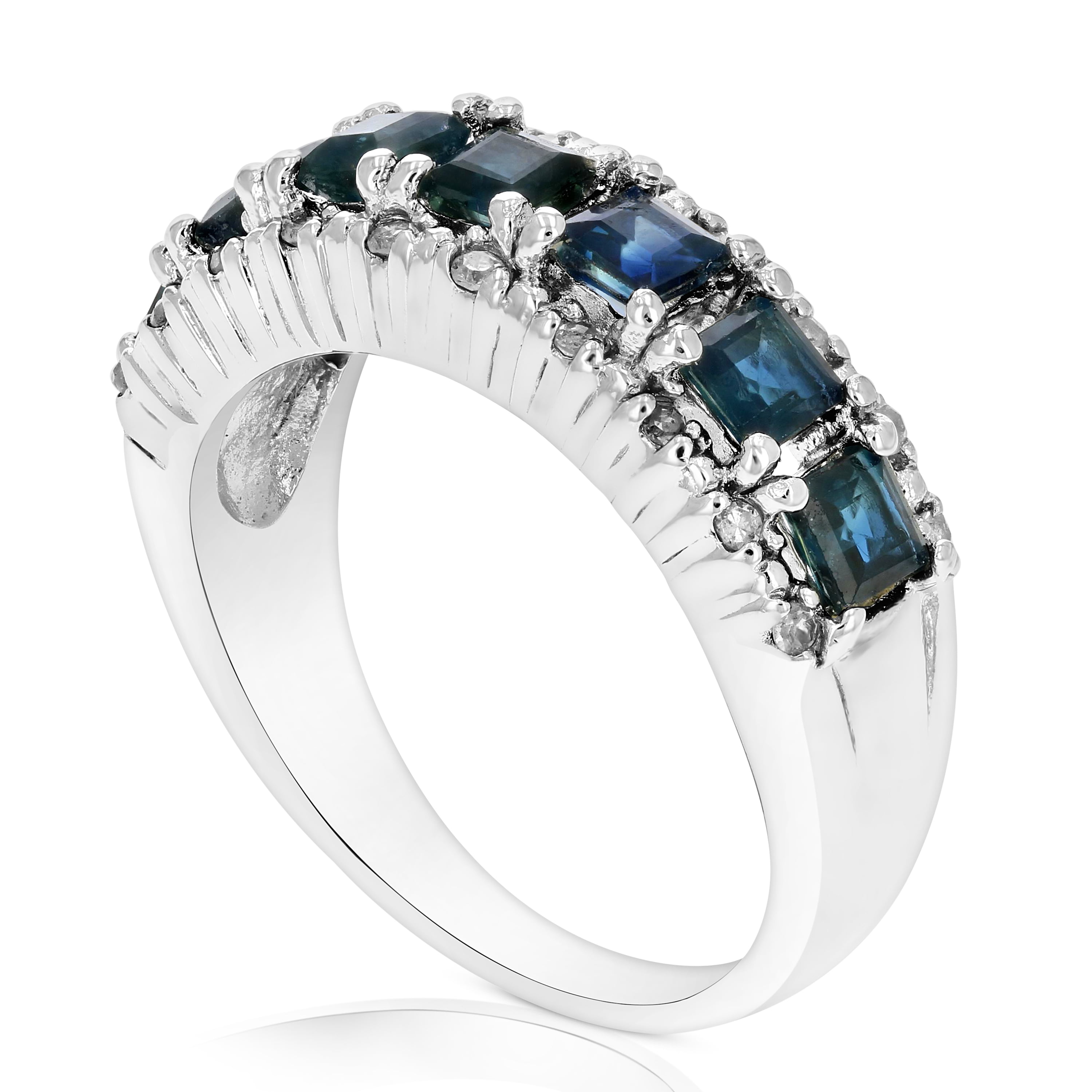 Vir Jewels 0.70 CTTW Blue Sapphire and Diamond Ring Women Sterling Silver Princess September
