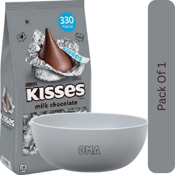HERSHEY'S KISSES Milk Chocolate Candy, 330 pcs. With White Bowl By OMA