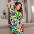 thumbnail image 3 of Easygdp Colorful Tie Dye Stained Glass Camisón de manga corta para mujer, informal, estampado, 3 of 6