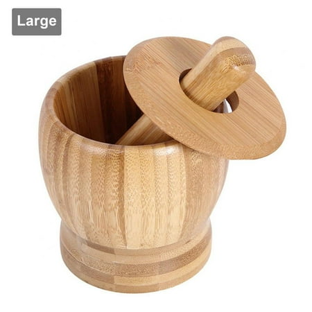 

Decor Rack Bamboo Mortar and Pestle Natural Bamboo Spice Grinder Crush Press Mash Spices Herbs Garlic Pepper Guacamole Nuts Fruit Wooden Mortar and Pestle Set for Kitchen