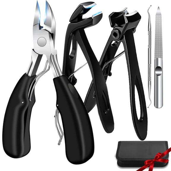 Toenail Clippers for Thick Toenails for Seniors, Angled Head Large Toe Nail Clippers Set for Men, Heavy Duty Ingrown Toenail Clippers with Long Handle, Ultra Sharp Slanted Nail Cutter Wide Jaw