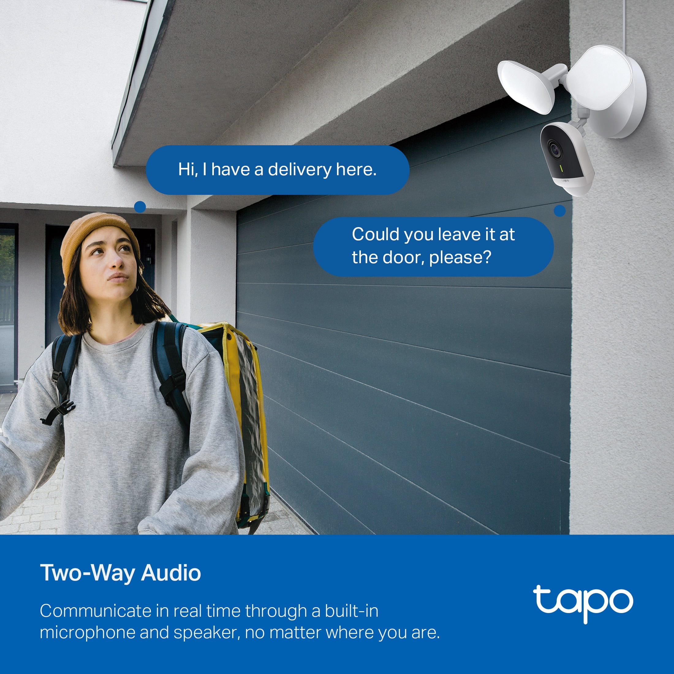 TP-Link Tapo Wired, Ultra-Bright Motion-Activated, Weatherproof Floodlight with 2K Camera, Two-Way Audio, Full-Color Night Vision, Smart AI Detection.  Easy App Setup. No-Subscription Required - TC53