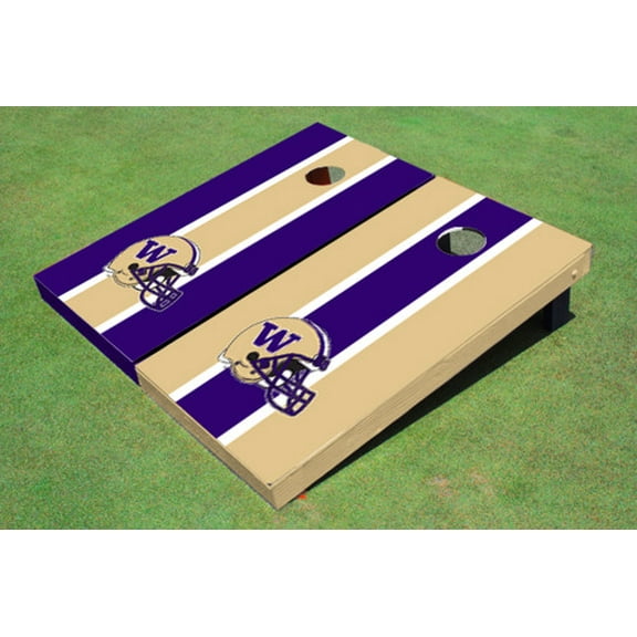 University Of Washington Helmet Alternating Long Stripe Cornhole Boards