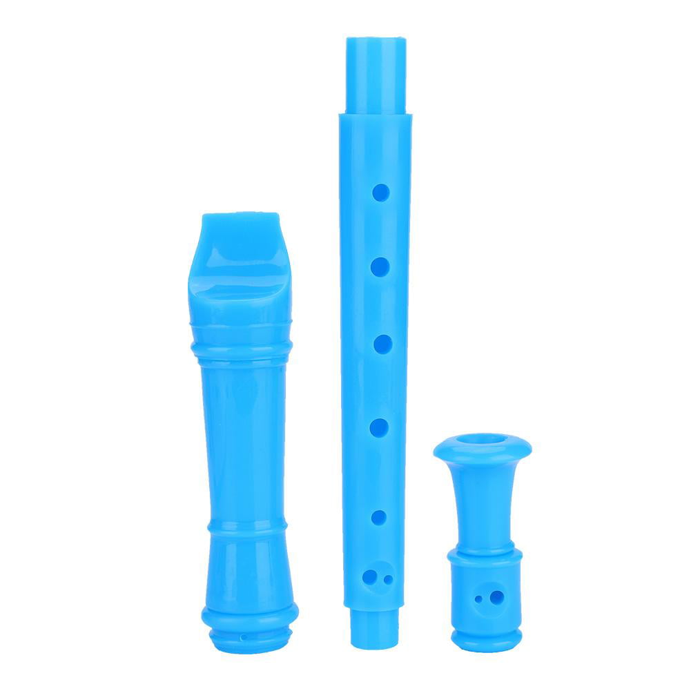Blue 8 Hole Soprano Descant Recorder Clarinet Flute with Cleaning Rod and Instruction for Children Kids Adult Beginner 