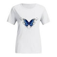 thumbnail image 2 of Blmnix Cute Summer Womens Tees White Short Sleeve Loose Crew Neck Butterfly Shirt Pullover Tees for Girl Dressy, 2 of 4