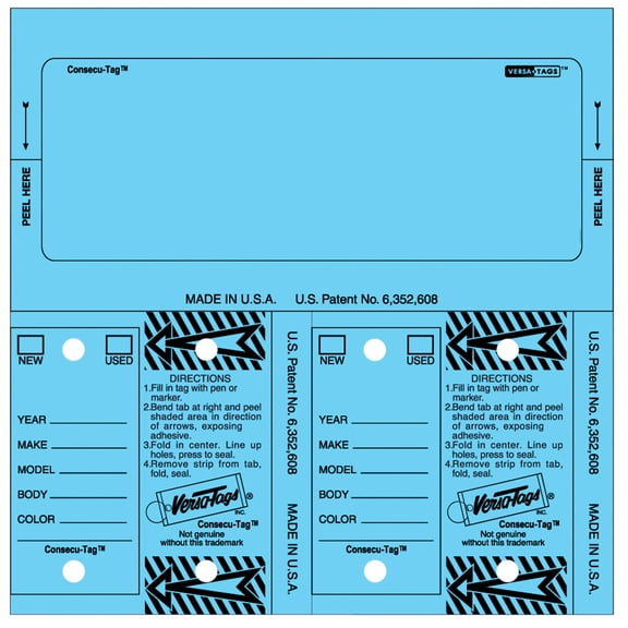 SSWBasics Stock Number Key Tag Set - Blue - Key Rings Included - 5 3/8ʺW x 2ʺH - Pack of