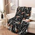 thumbnail image 2 of Skeleton Pumpkin Halloween Pattern Round Blanket,Comfortable Soft Flannel Throw Blanket,All Season,Warm Lightweight Blankets for Sofa Bed Couch Living Room Chair 47"x47", 2 of 5
