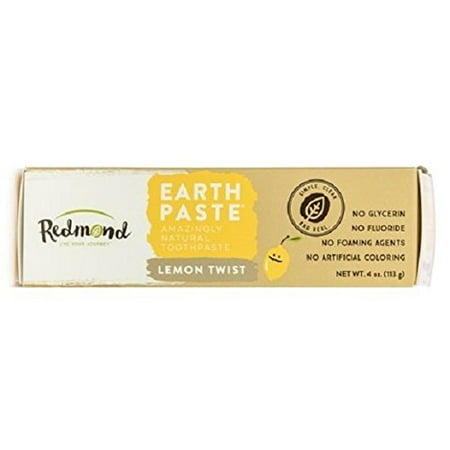 Redmond Earthpaste - Natural Non-Flouride Toothpaste  LemonTwist  4 Ounce Tube  3Pack