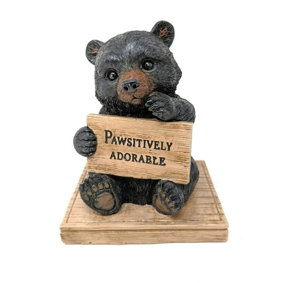 Pawsitively Adorable Bear Figurine - Cute Animal Home Decor, Woodland & Nature Themed Decor for Nature Lovers - Rustic Bear Collectible for Hunting Enthusiasts