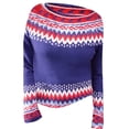 thumbnail image 4 of Women's Fair Isle Sweater Norwegian Sweater Women Fall Sweaters Winter Sweaters Sweaters for Women Trendy Retro Sweaters Cute Sweaters Vintage Sweater Oversized Sweaters Pullover Sweaters, 4 of 4