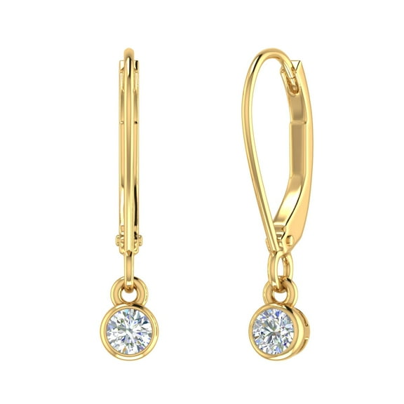 1/4 Carat Diamond Lever-back Drop Earrings in 14K Yellow Gold (SI1-SI2 Clarity)