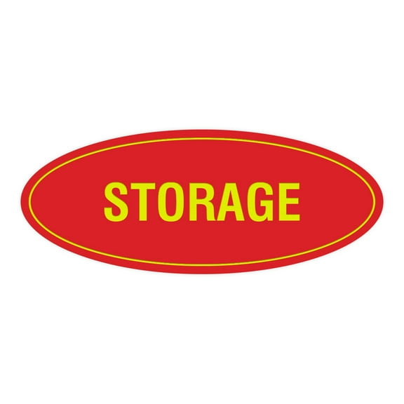 Oval STORAGE Sign (Red/Yellow) - Small 2x5"