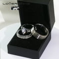 thumbnail image 3 of loversring His and Hers Wedding Ring Sets Couples Rings 10kt White Gold Plated White Cz Titanium band, 3 of 7