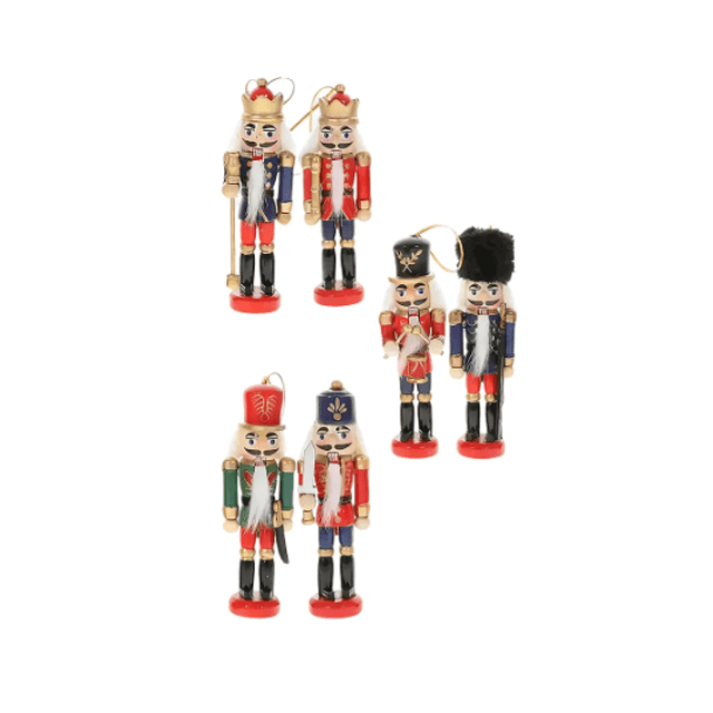 Kit 6 Cascanueces De 12.5cm De Madera Decoración Navideña Malubero Multicolor